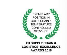 Exemplary position in cold chain and temperature controlled services, CII Supply Chain and Logistics Excellence Awards 2018